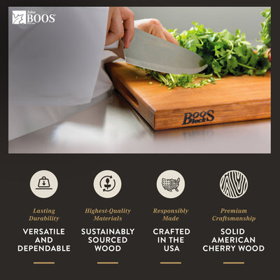 John Boos Cherry Wood Edge Grain Reversible Cutting Board, 20"x15"x1.5"(Used)