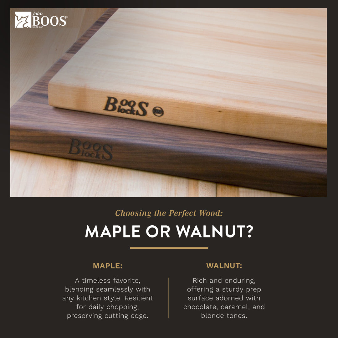 John Boos Walnut Wood Edge Grain Reversible Cutting Board, 18x12x1.75(Open Box)