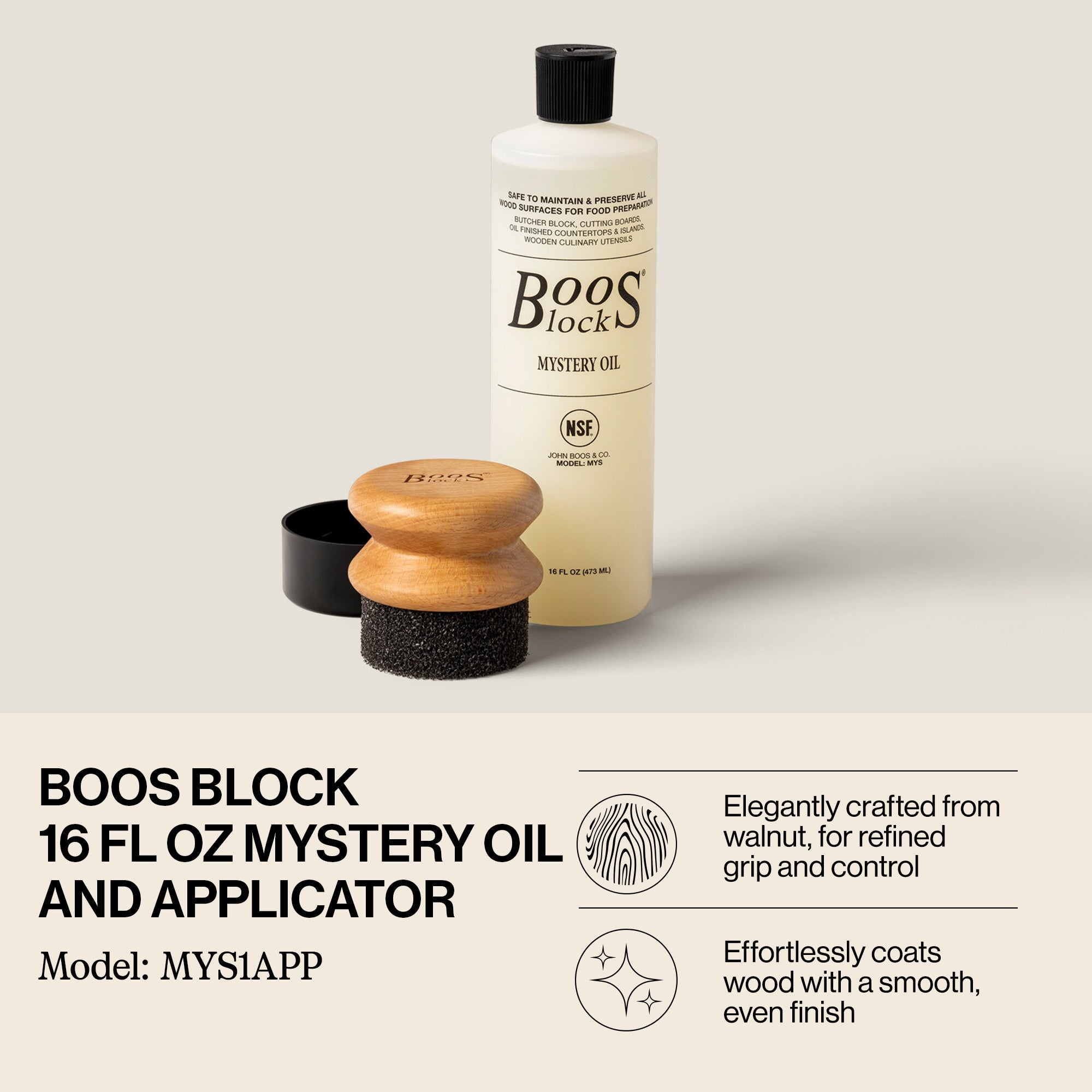 John Boos 16 fl oz Oil & Applicator Wooden Cutting Board Care Set (Open Box)