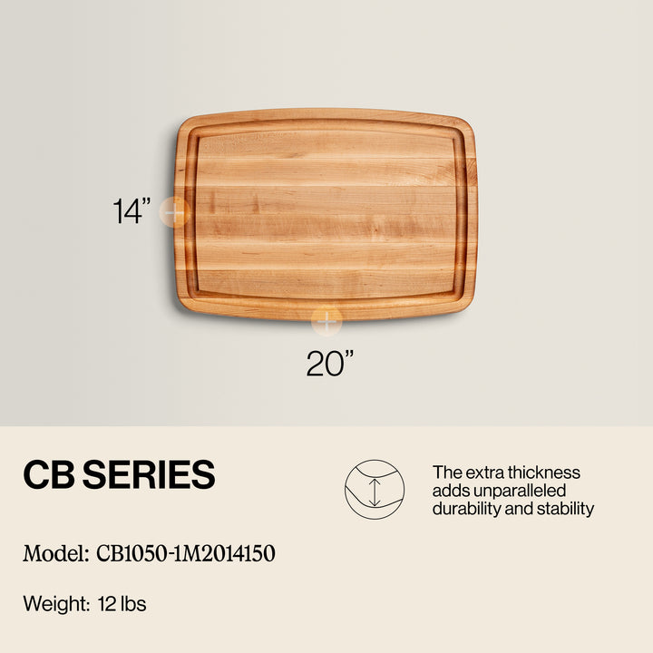 John Boos Maple Wood Edge Grain Reversible Oval Cutting Board, 20" x 14" x 1.5"