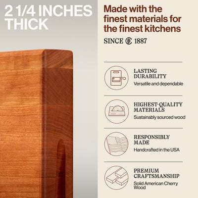 John Boos Cherry Wood Edge Grain Cutting Board for Kitchen Prep, 20"x15"x2.25"