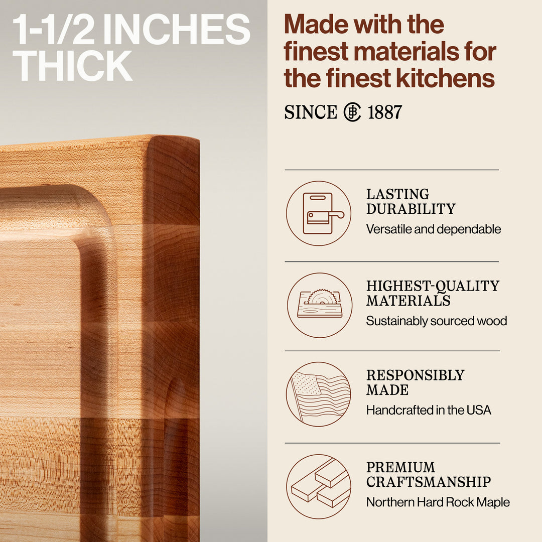 John Boos Block 15" Wide Cutting/Carving Board Juice Groove, Maple (Open Box) - VMInnovations