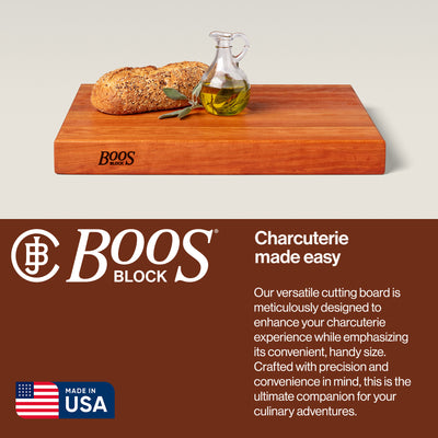 John Boos Cherry Wood Edge Grain Cutting Board for Kitchen Prep, 20"x15"x2.25"