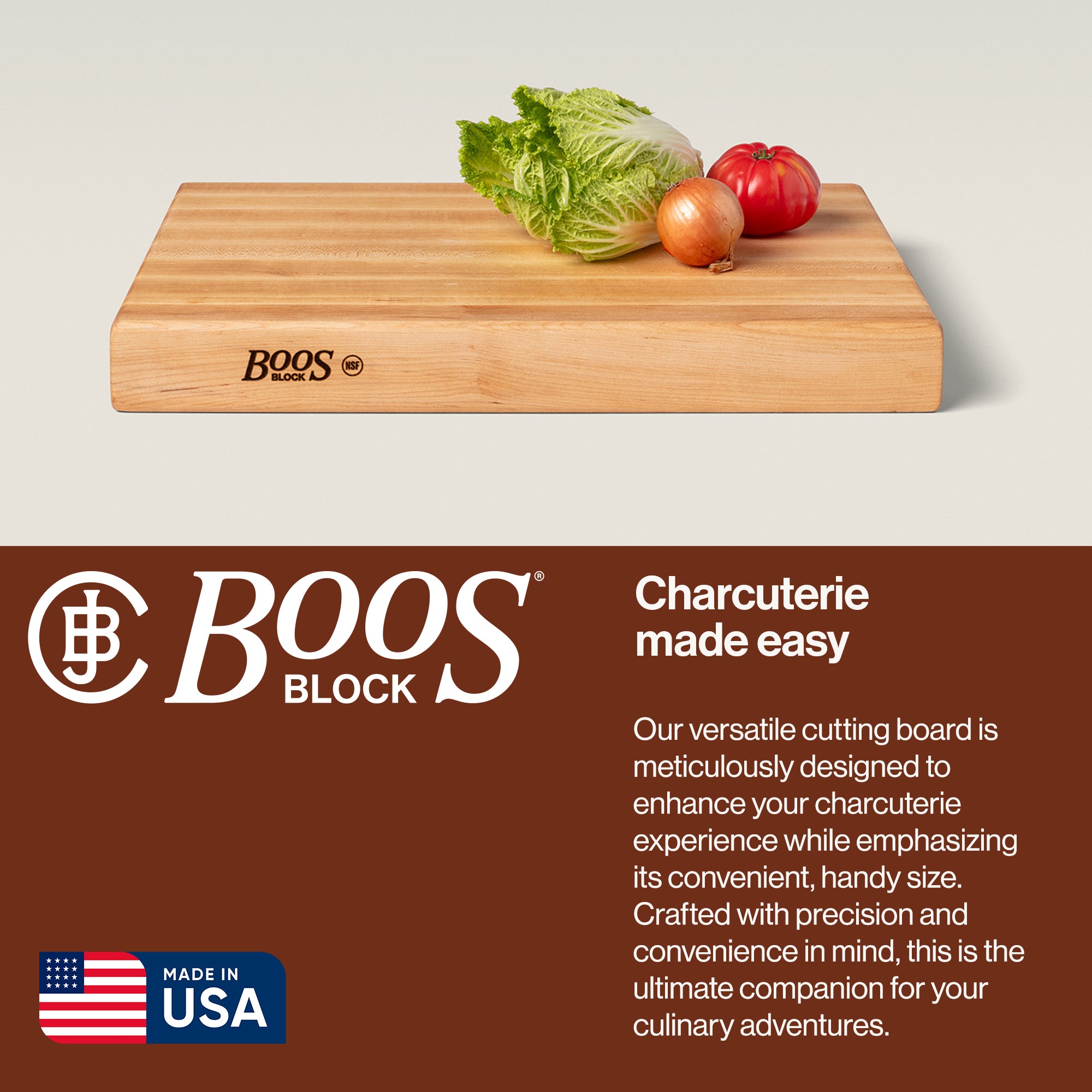 John Boos 20 Inch Wide Flat Edge Grain Cutting Board, Maple Wood (Open Box) - VMInnovations