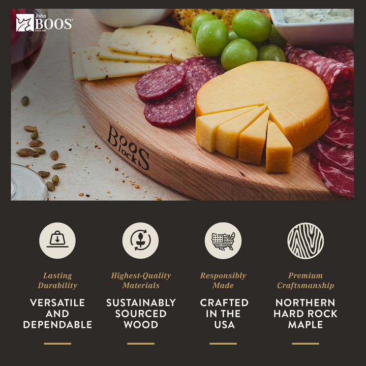 John Boos R Board 18" Diameter 1.5" Thick Round Cutting Board, Maple (Open Box)