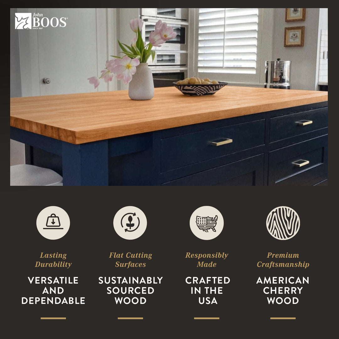 John Boos Butcher Block Kitchen Countertop, 42" x 25" x 1 1/2", Cherry