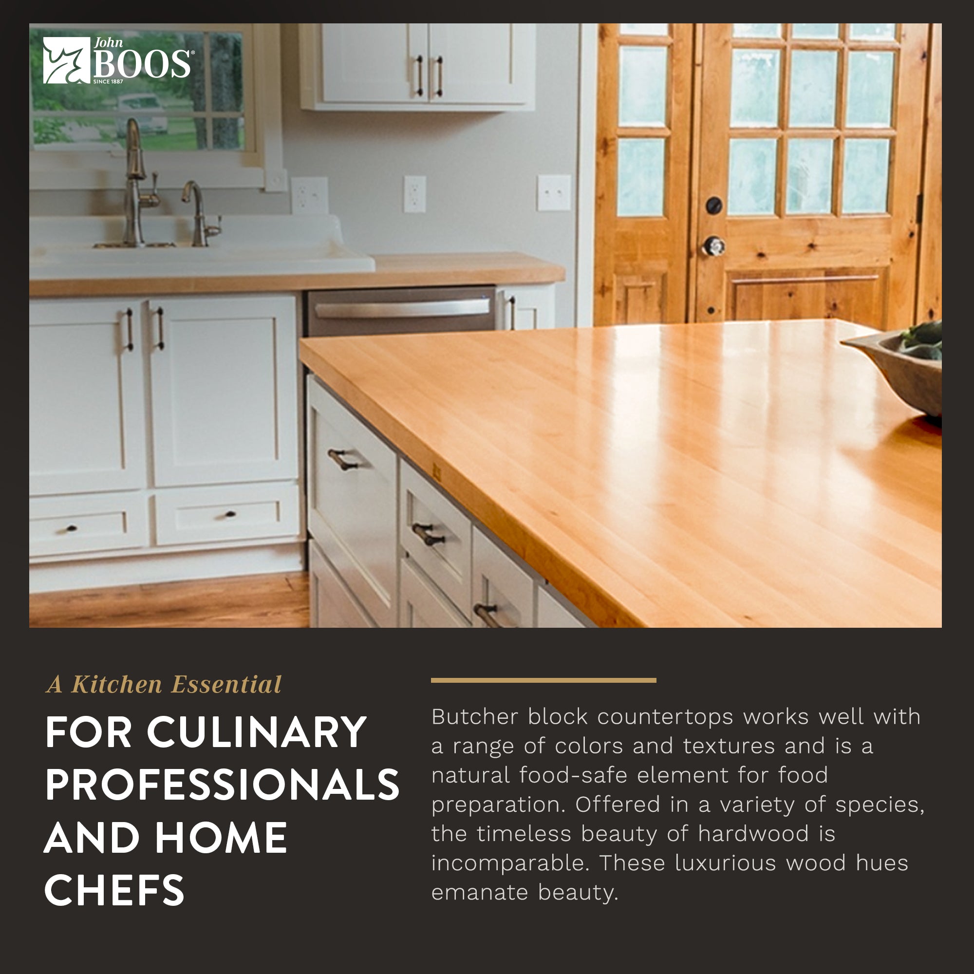 John Boos Butcher Block Kitchen Countertop, 42" x 25" x 1 1/2", Cherry - VMInnovations