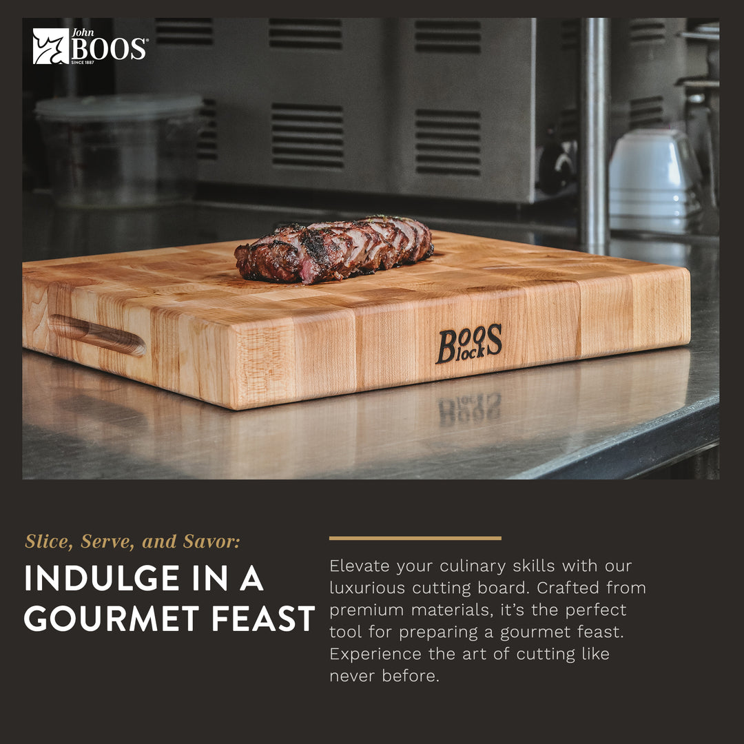 John Boos Maple Wood End Grain Cutting Board for Kitchen, 12"x12"x3" (Open Box)