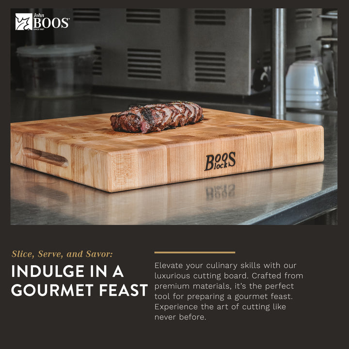 John Boos Maple Wood End Grain Cutting Board for Kitchen, 12"x12"x3" (Open Box)