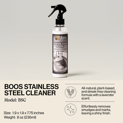 John Boos All Natural 8Oz Bottle Stainless Steel Surface Cleaner/Polish(Open Box - VMInnovations