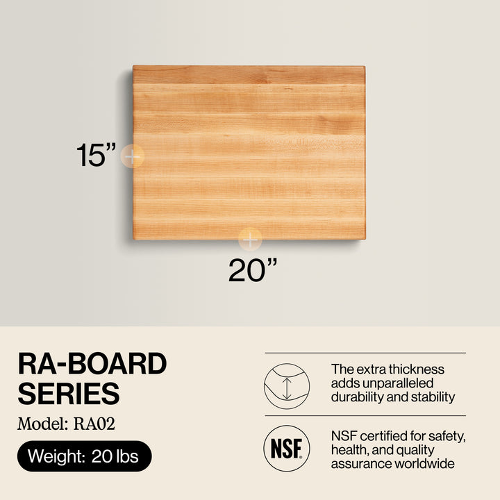 John Boos 20 Inch Wide Flat Edge Grain Cutting Board, Maple Wood (Open Box)