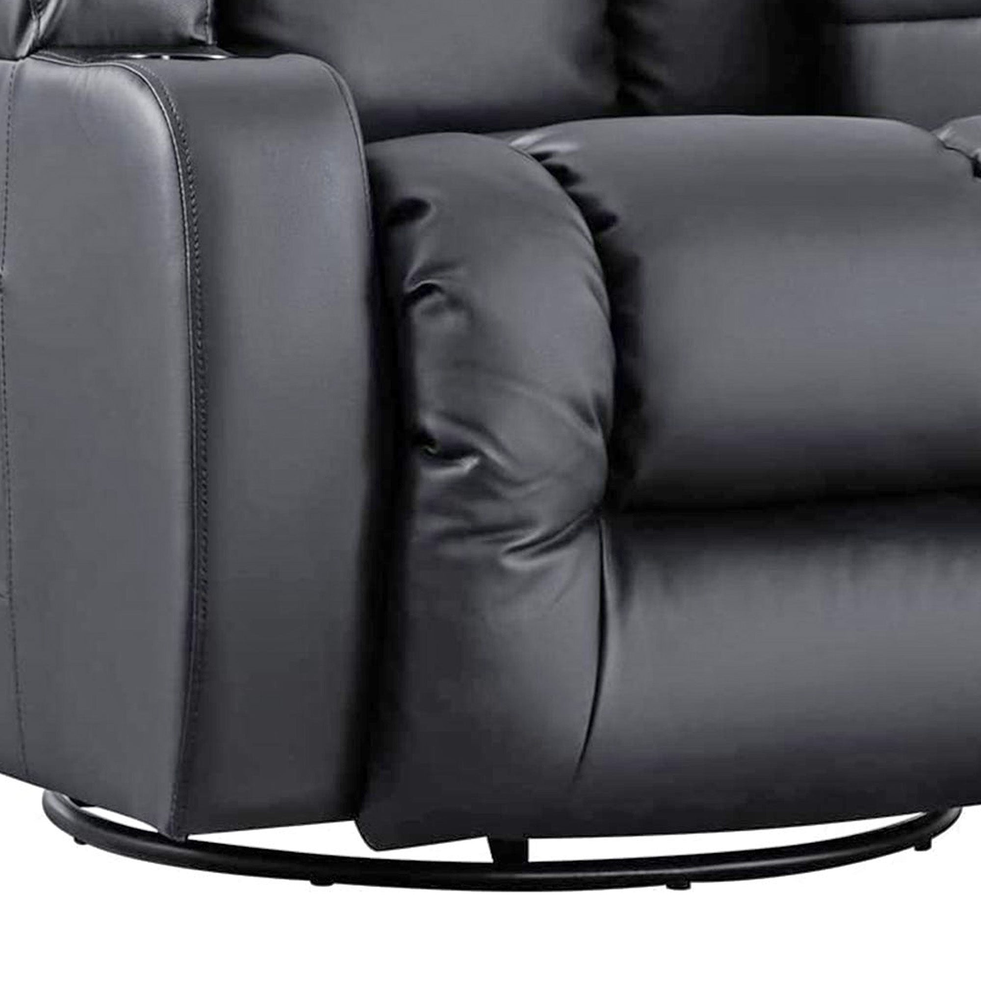 JOMEED PU Heated Leather Massage Rocking Recliner Chair with 360 Degree Swivel