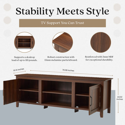 JOMEED TV Console Stand Table Cabinet Media Entertainment Center,Brown(Open Box) - VMInnovations