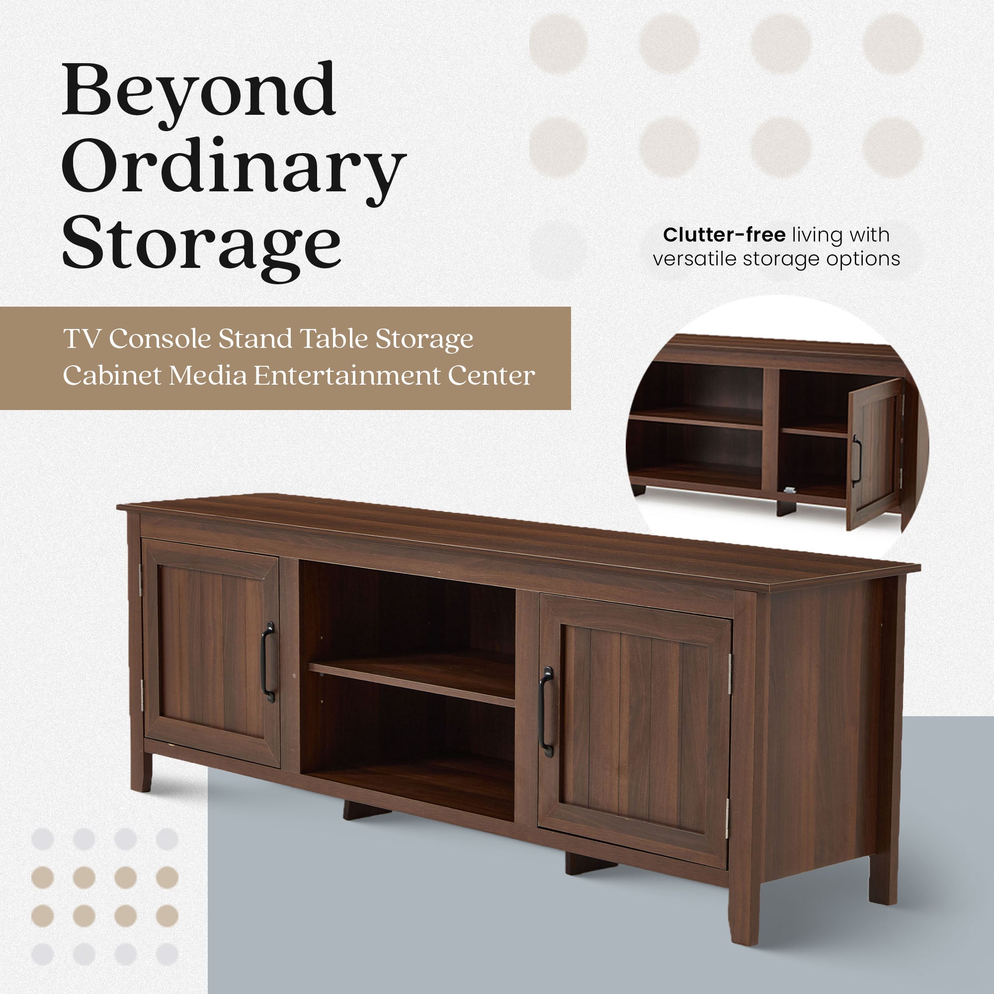 JOMEED TV Console Stand Table Storage Cabinet Media Entertainment Center, Brown - VMInnovations