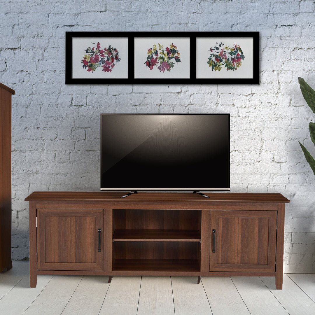 JOMEED TV Console Stand Table Storage Cabinet Media Entertainment Center, Brown