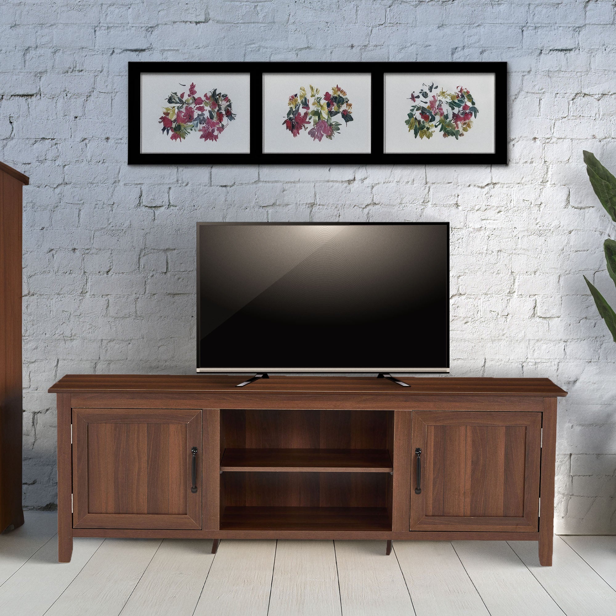 JOMEED TV Console Stand Table Storage Cabinet Media Entertainment Center, Brown - VMInnovations