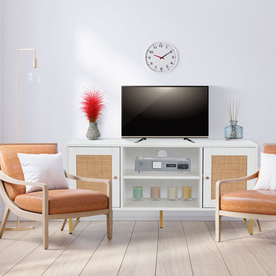 JOMEED TV Console Stand Table Cabinet Entertainment Center, White (Open Box) - VMInnovations