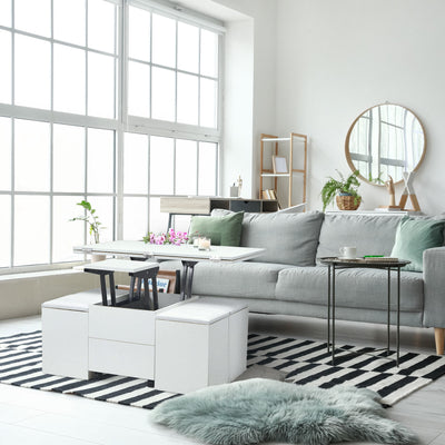 JOMEED Cushioned Seat Converts to Height Adjustable Table with Drawers, White - VMInnovations