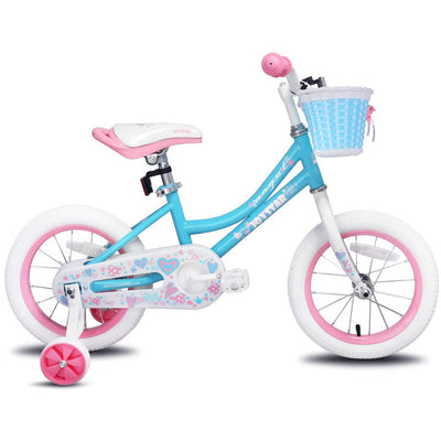 Joystar Angel 18" Ages 5-9 Kids Bike w/Training Wheels, Blue & Pink (For Parts)