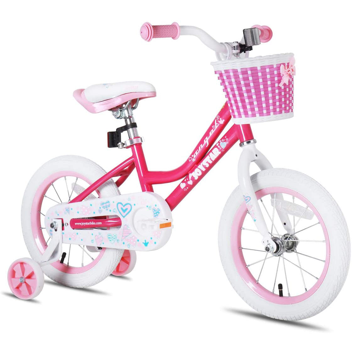 Joystar Angel 12 Inch Ages 2 to 4 Kids Balance Bike with Training Wheels, Pink