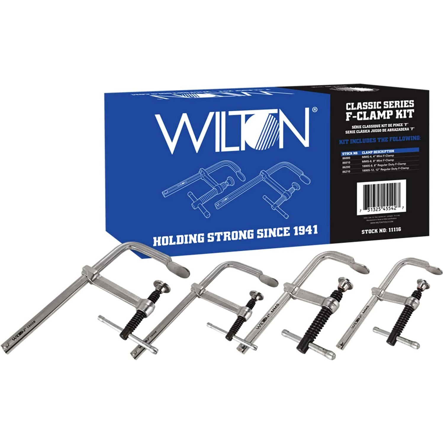 Wilton Tools JPW-11116 Regular Duty Drop Forged Oxide Spindle F Clamp, 4 Pack