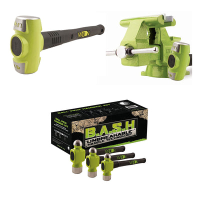 Wilton Bash 6.5 Inch Vise And 12 Inch Hammer + 3 Piece Grip Ball Peen Hammer Kit - VMInnovations