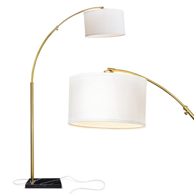 Brightech Logan Arc Floor Lamp w/ LED Bulb & Drum Shade, Antique Brass(Open Box) - VMInnovations