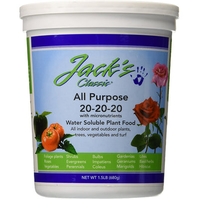 Jack's Classic 20-20-20 All Purpose Plant Fertilizer w/Micronutrients, 1.5 lbs