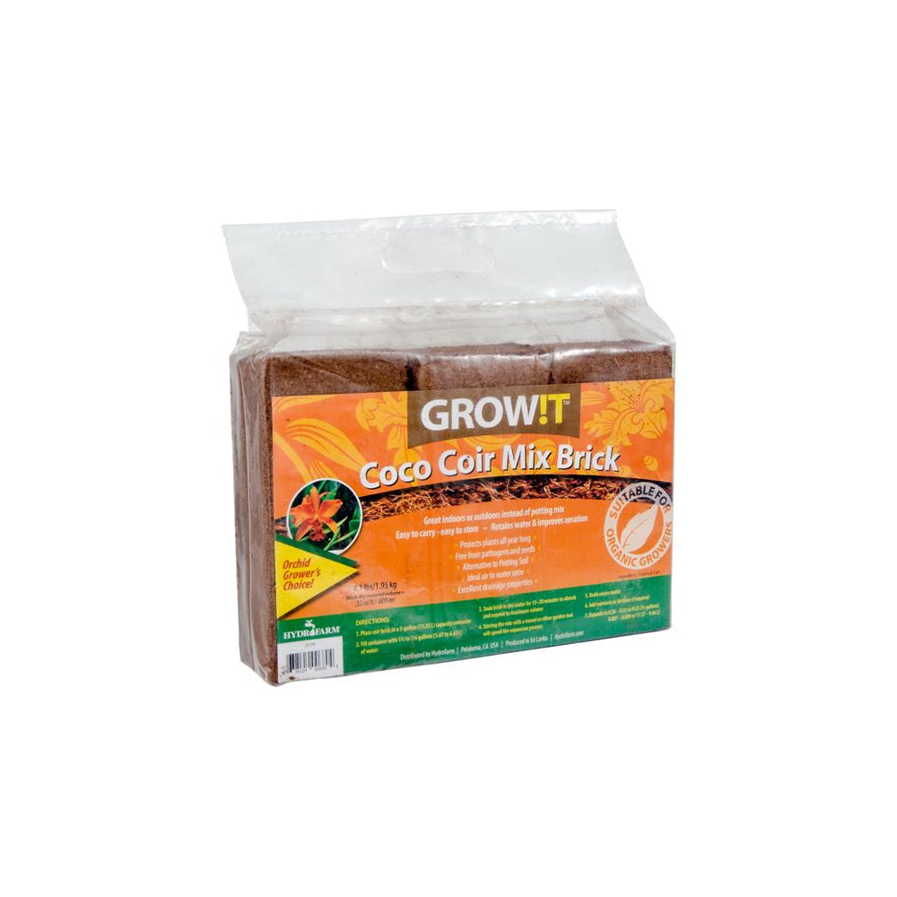 Hydrofarm GROW!T JSCPB All Natural Pathogen Free Coco Coir Mix Brick, Pack of 3 - VMInnovations