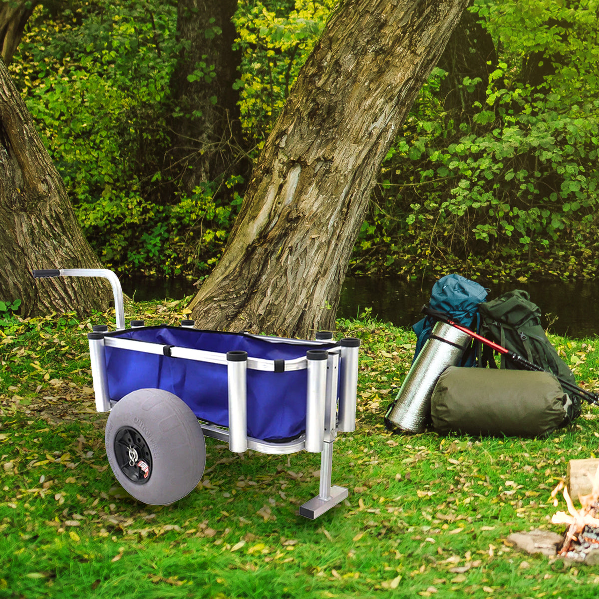Fishing Gear and Marine Equipment Rolling Utility Cart, Blue (For Parts)