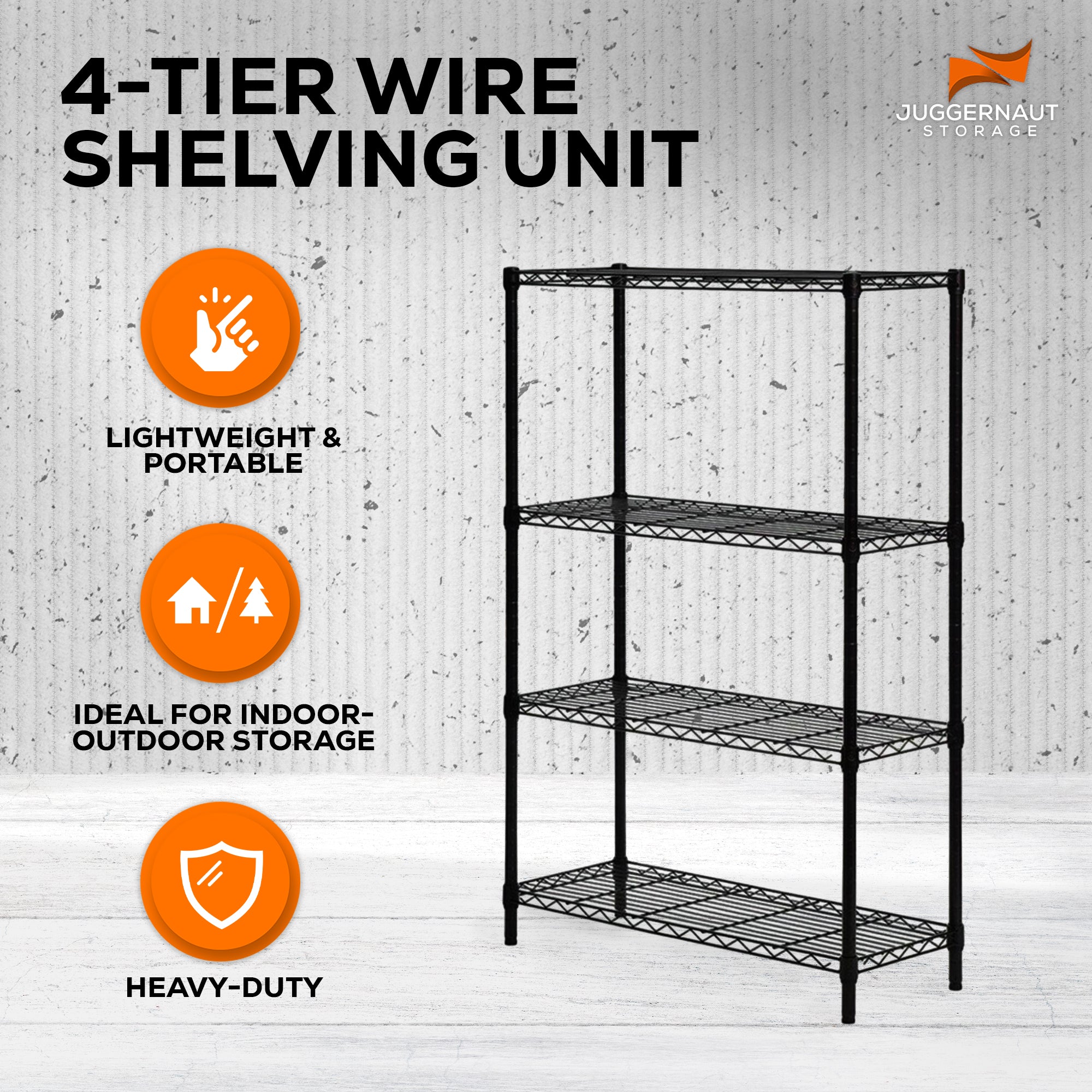 36" x 54" 4-Tier Freestanding Wire Home Shelving Unit, Black (Open Box) - VMInnovations