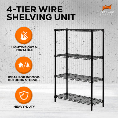 36" x 54" 4-Tier Freestanding Wire Home Shelving Unit, Black (Open Box) - VMInnovations
