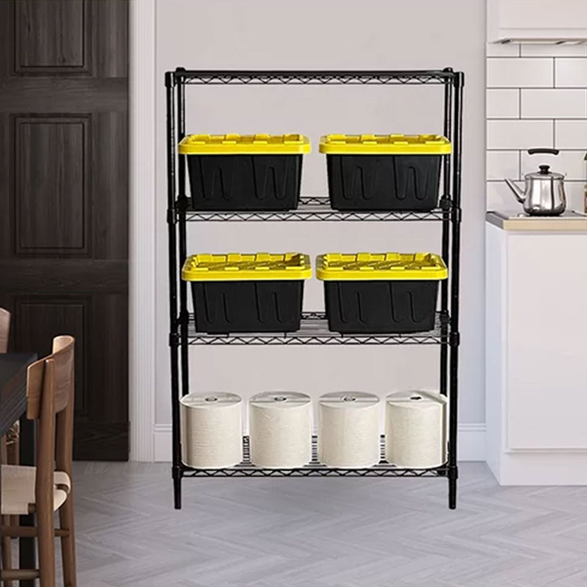 36" x 54" 4-Tier Freestanding Wire Home Shelving Unit, Black (Open Box) - VMInnovations
