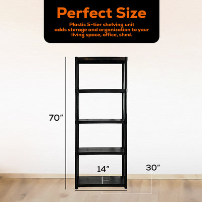 Storage 70" Plastic 5 Tier Garage/Shed Utility Shelving Rack, Black (Open Box) - VMInnovations