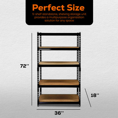 Juggernaut 36" x 72" Shelf Steel Utility Shelving Storage Unit, Black(For Parts) - VMInnovations