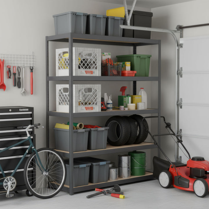 Juggernaut 18 Qt Storage Milk Crates Plastic Stackable Containers, White, 2 Pack