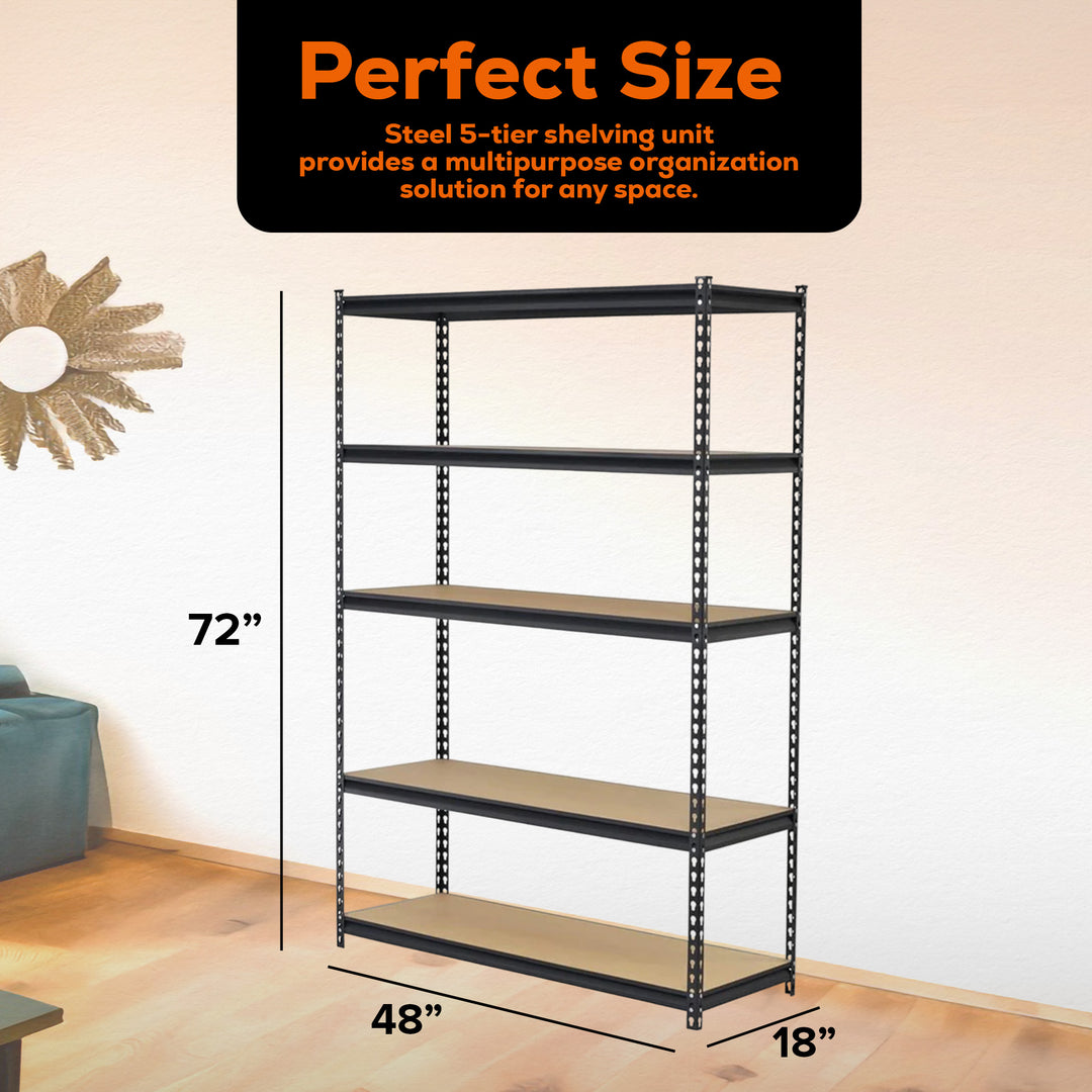 Juggernaut Storage 18" x 72" 5 Shelf Steel Utility Shelving Storage Unit, Black