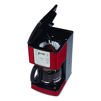 Mr. Coffee Small 12-Cup Auto-Pause Programmable Coffee Maker, Red (Used)