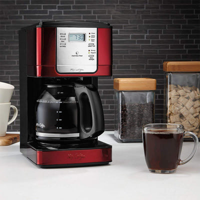 Mr. Coffee Small 12-Cup Auto-Pause Programmable Coffee Maker, Red (Open Box)