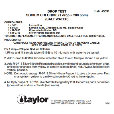 Taylor K2005 Pool Hardness pH DP Test Kit & K-1766 Salt Water Drop Test Kit - VMInnovations