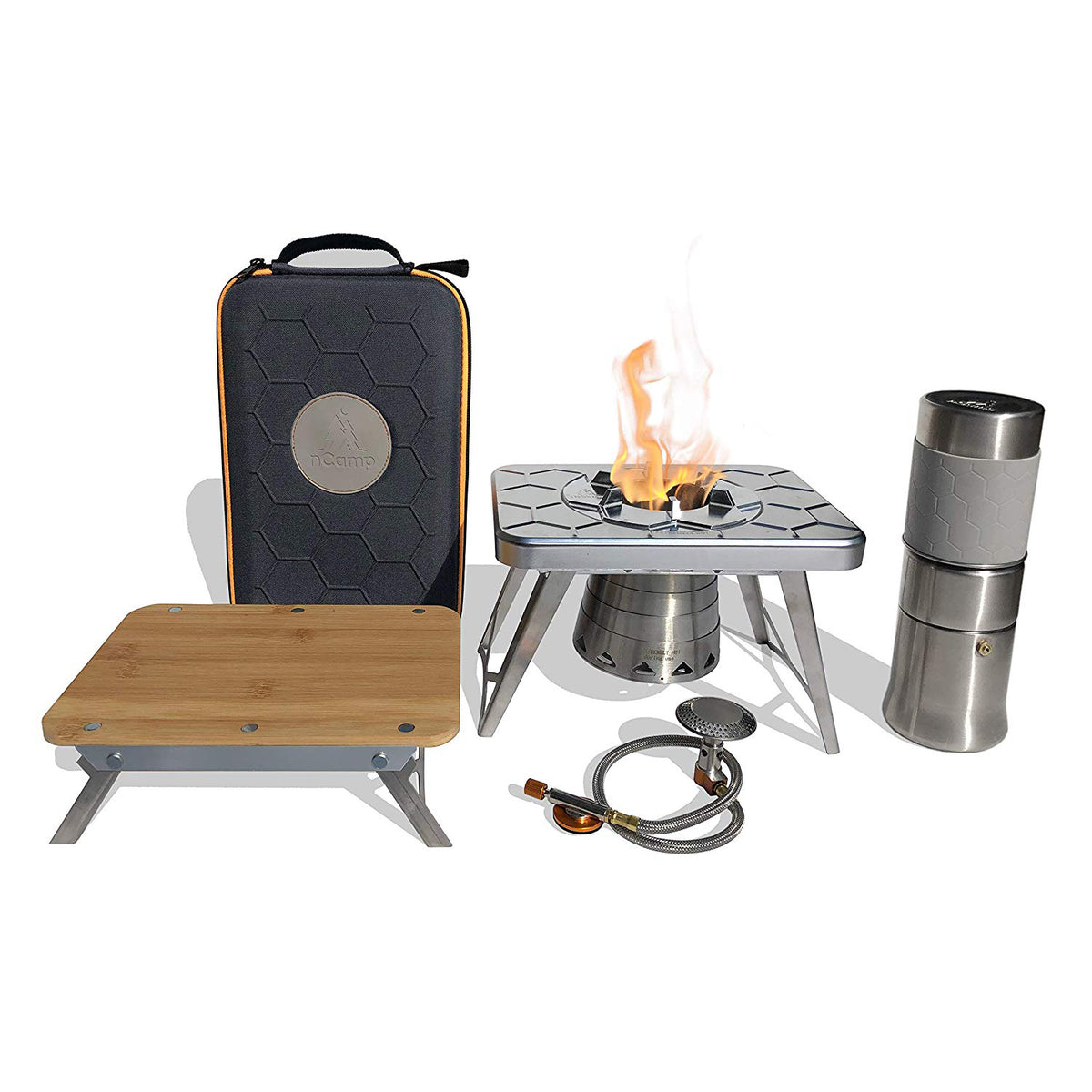 nCamp K2G 5 Piece Stove Prep Surface, Adapter, Cafe & Case Camping Set(Open Box)