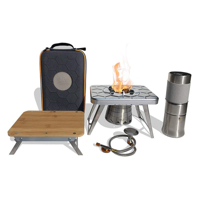 nCamp K2G 5 Piece Stove Prep Surface, Adapter, Cafe & Case Camping Set(Open Box)