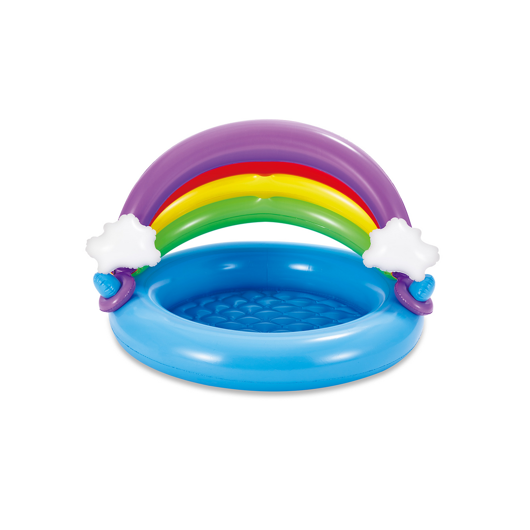 Summer Waves Inflatable Rainbow Baby Shade Kiddie Pool with Soft Cushioned Base