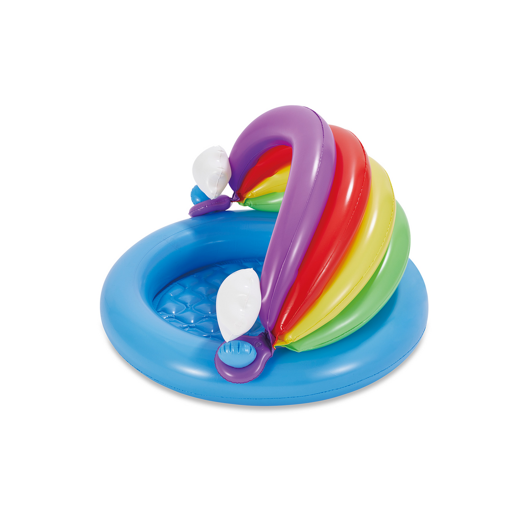 Summer Waves Inflatable Rainbow Baby Shade Kiddie Pool with Soft Cushioned Base