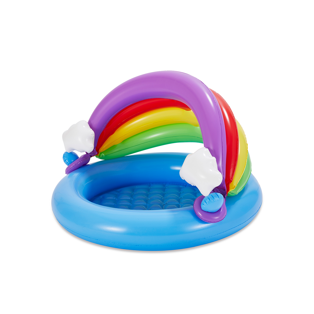 Summer Waves Inflatable Rainbow Baby Shade Kiddie Pool with Soft Cushioned Base