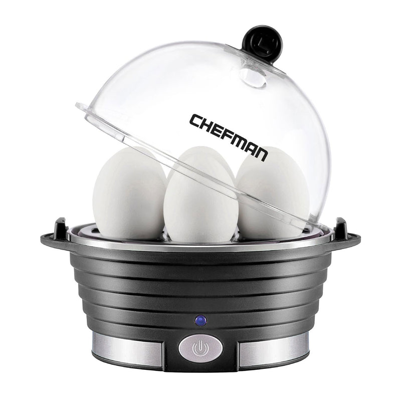 Chefman Plastic Electric 6 Egg Boiler Cooker w/Built In Timer, Black (Open Box)