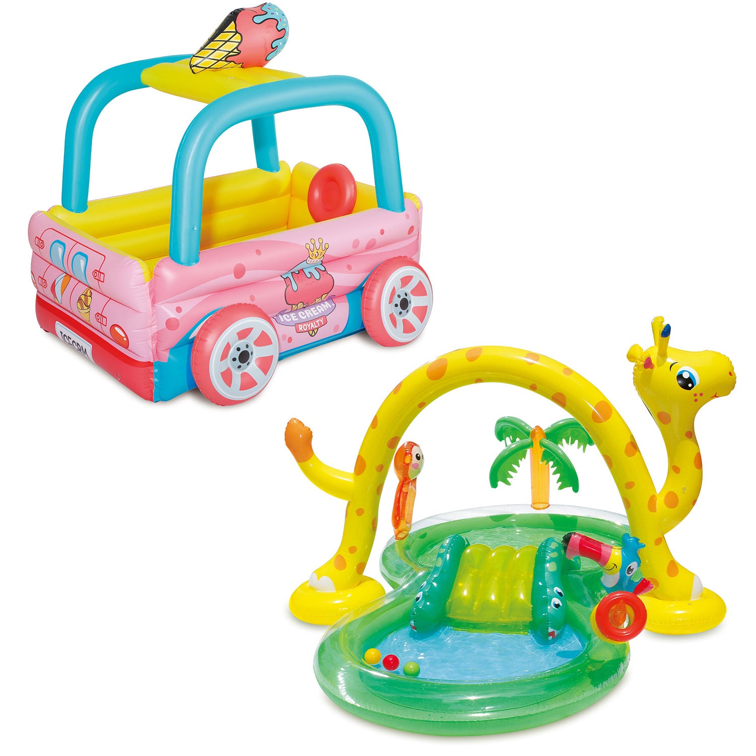 Summer Waves 101 in x 75in x 50in Jungle Animal & Ice Cream Truck Kiddie Pools
