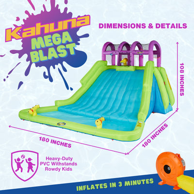 Kahuna Mega Blast Inflatable Kiddie Pool and Slide Water Park (Open Box) - VMInnovations