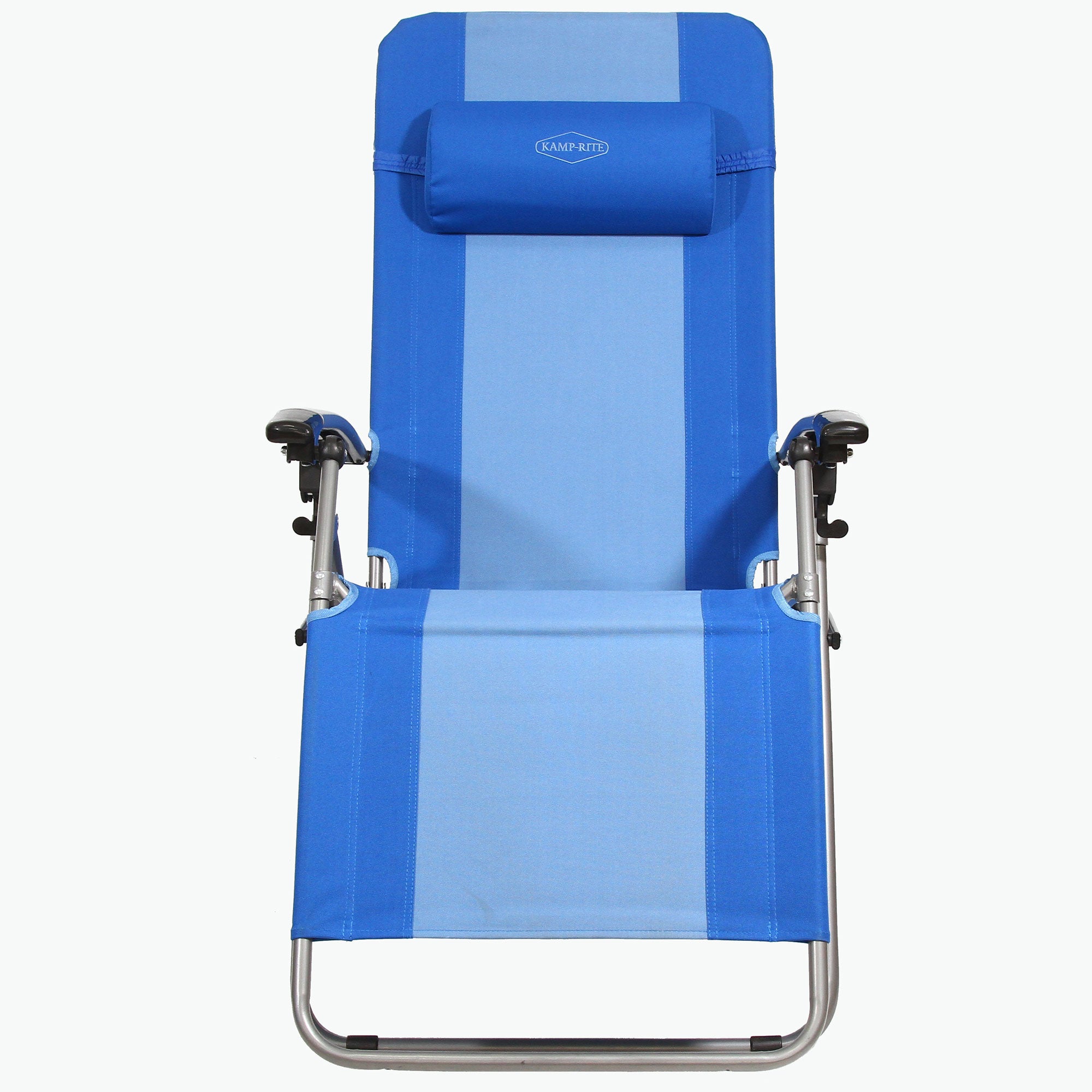 Kamp-Rite Folding Reclining Zero Gravity Chair w/ Headrest Pillow, Blue (2 Pack)