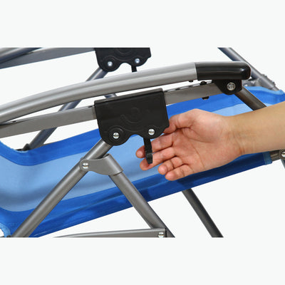 Kamp-Rite Folding Reclining Zero Gravity Chair w/ Headrest Pillow, Blue (2 Pack)